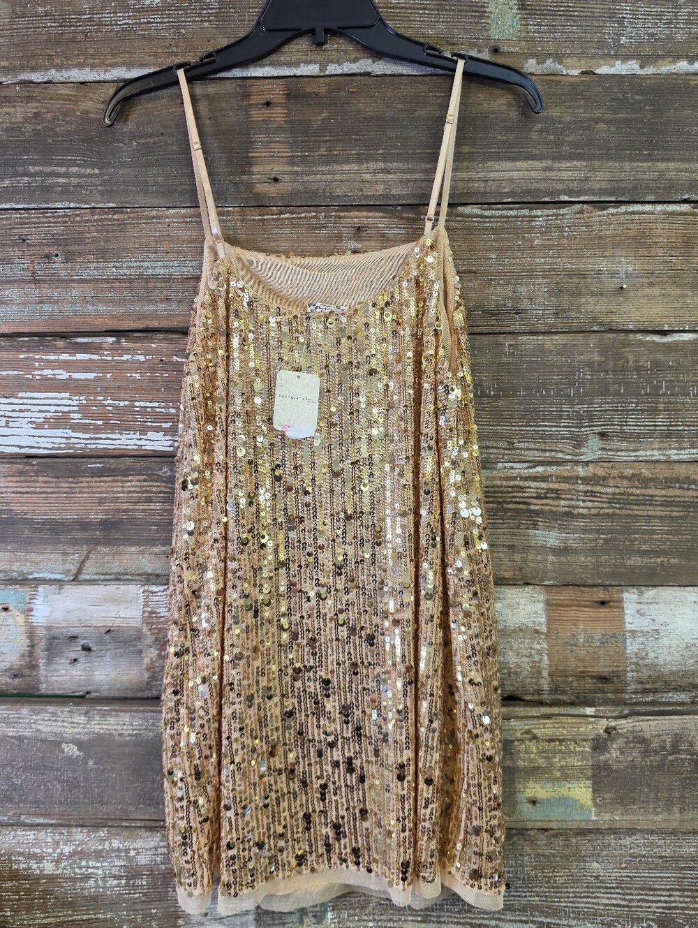 Intimately Free People NWT Gold Sequin Camisole Champagne, Size M - Picture 2 of 5